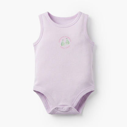 Pack of 5 Juniors Cotton Crew Neck Sleeveless Bodysuit with Snap Button Closure