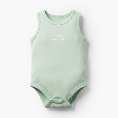 Pack of 5 Juniors Cotton Crew Neck Sleeveless Bodysuit with Snap Button Closure