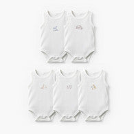 Pack of 5 Juniors Crew Neck Sleeveless Bodysuit with Safari Print-undefined-image-1
