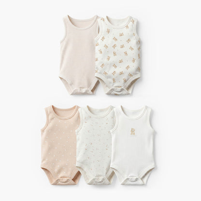 Pack of 5 Juniors Crew Neck Sleeveless Bodysuit with Assorted Print - image 1