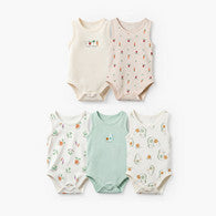 Pack of 5 Juniors Crew Neck Sleeveless Bodysuit with Assorted Print-undefined-image-1