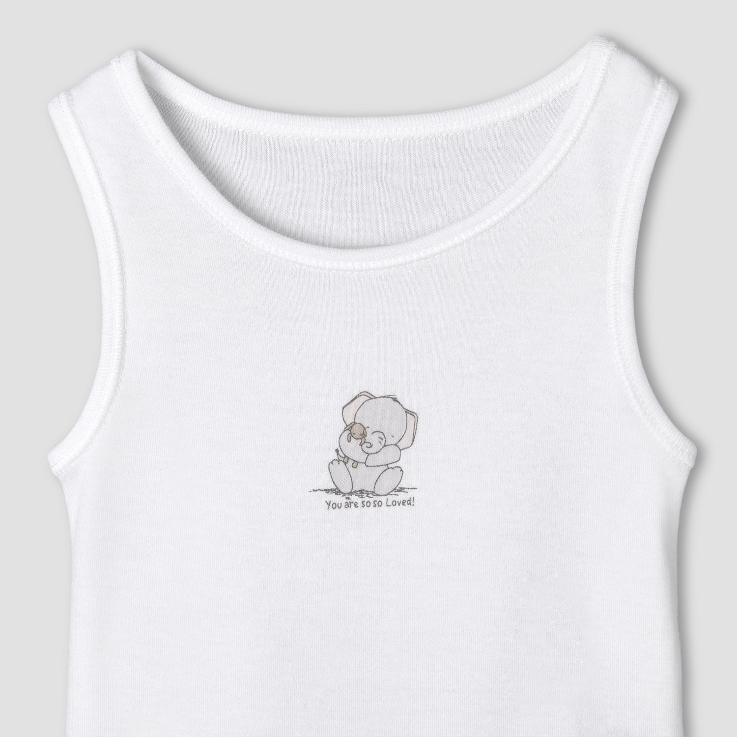 Set of 7 Juniors Round Neck Sleeveless Bodysuit with Elephant Print