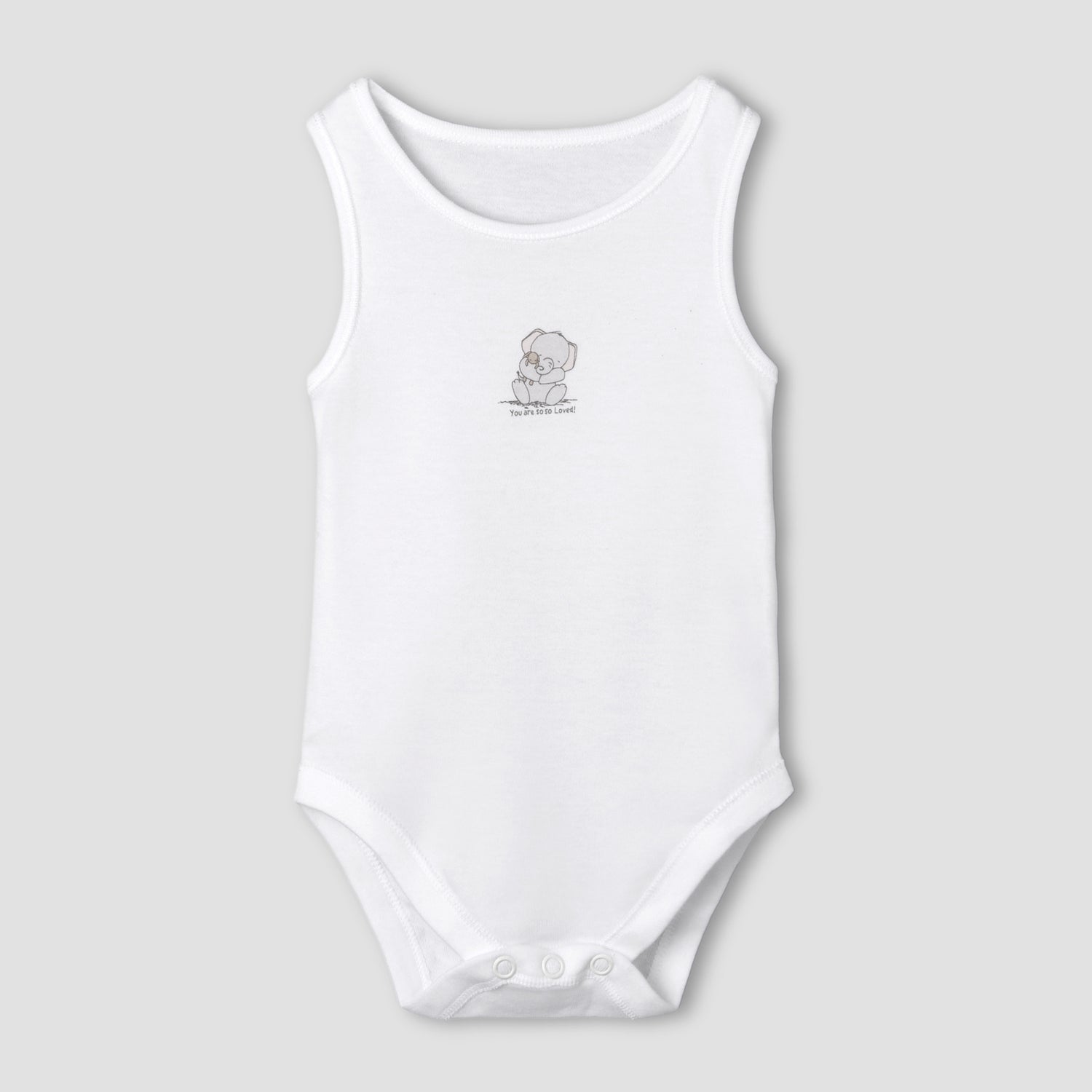 Set of 7 Juniors Round Neck Sleeveless Bodysuit with Elephant Print