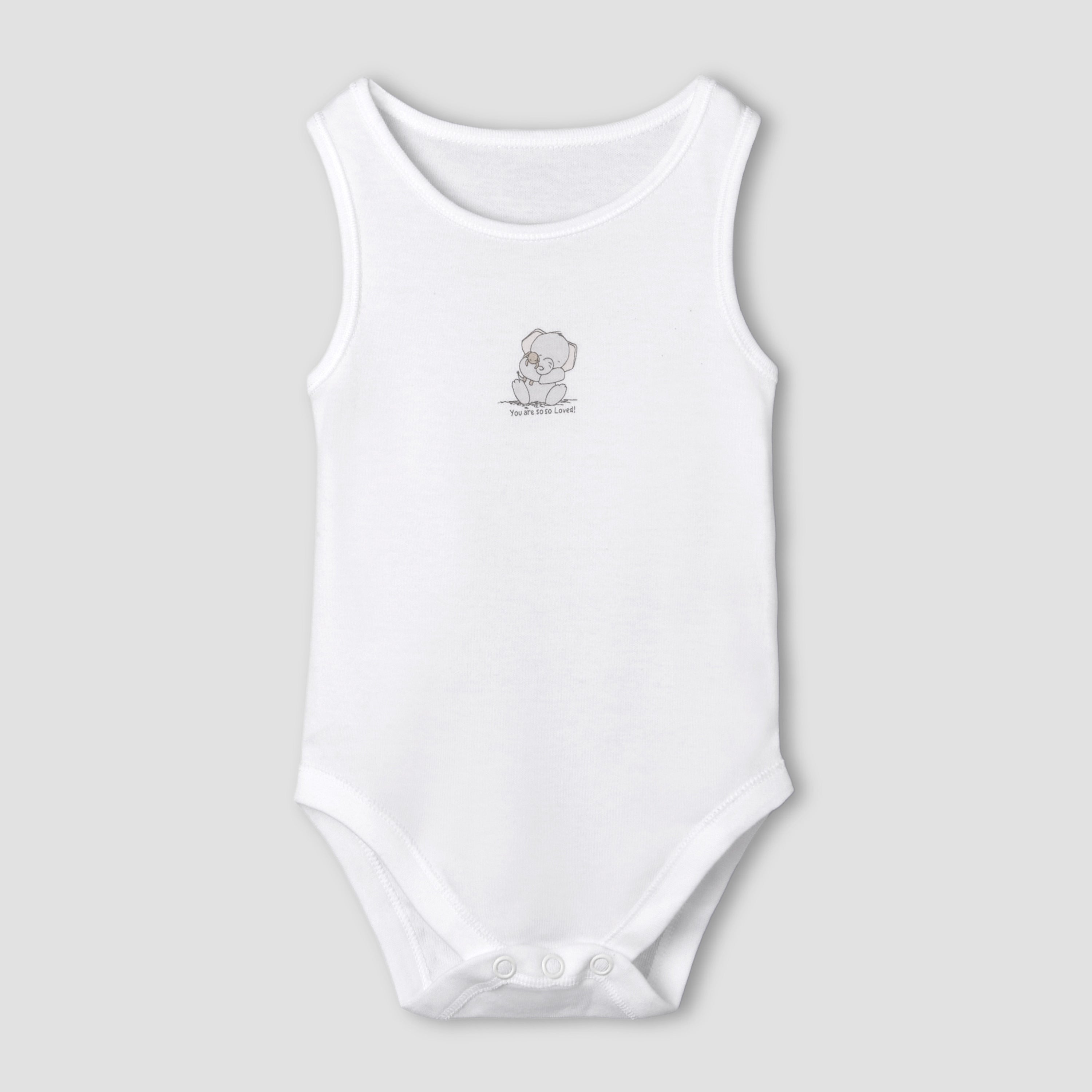 Set of 7 Juniors Round Neck Sleeveless Bodysuit with Elephant Print