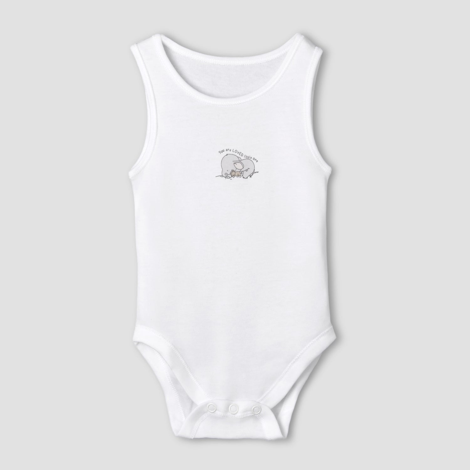 Set of 7 Juniors Round Neck Sleeveless Bodysuit with Elephant Print