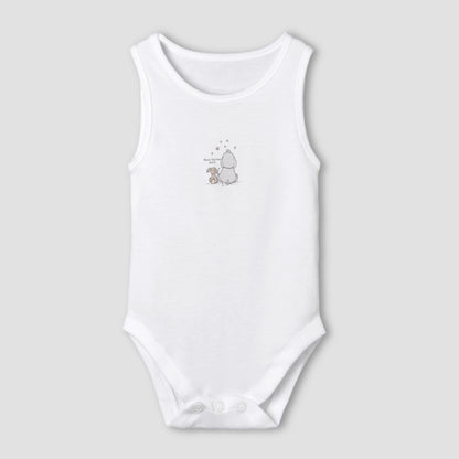 Set of 7 Juniors Round Neck Sleeveless Bodysuit with Elephant Print