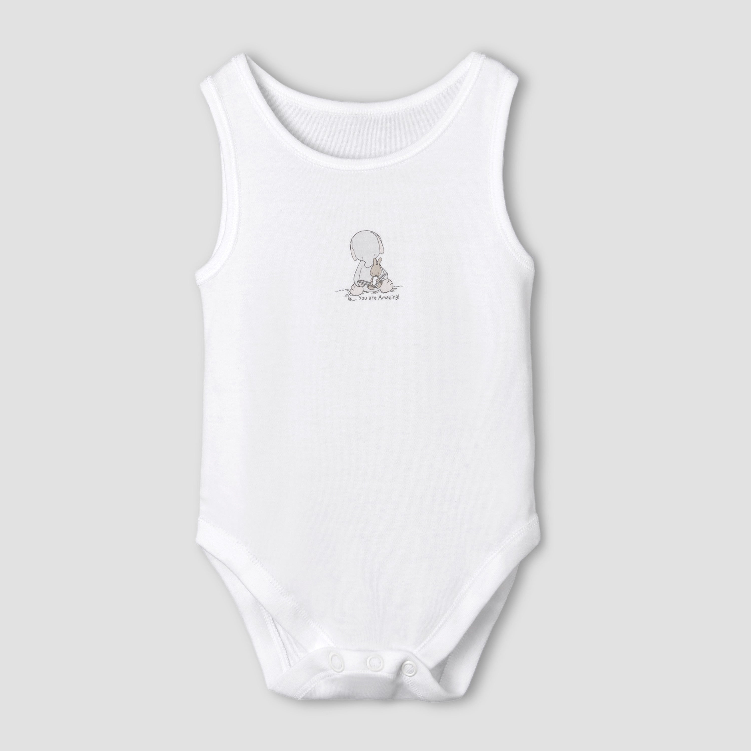 Set of 7 Juniors Round Neck Sleeveless Bodysuit with Elephant Print