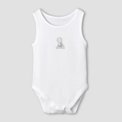 Set of 7 Juniors Round Neck Sleeveless Bodysuit with Elephant Print