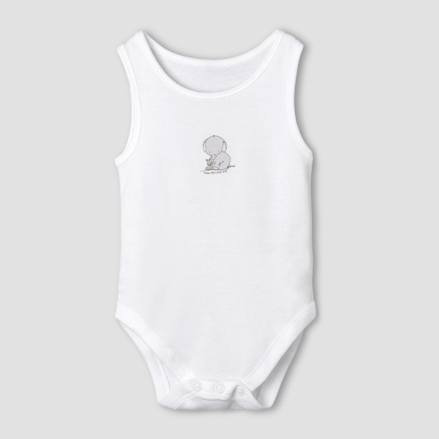 Set of 7 Juniors Round Neck Sleeveless Bodysuit with Elephant Print