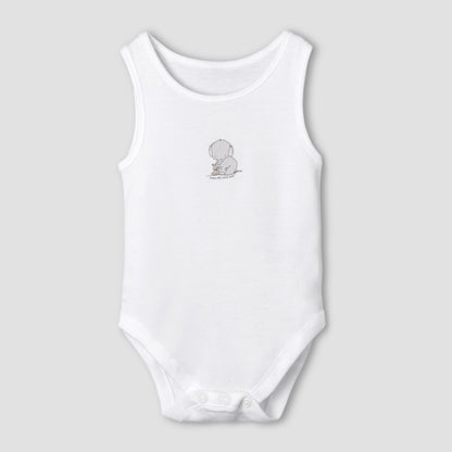 Set of 7 Juniors Round Neck Sleeveless Bodysuit with Elephant Print
