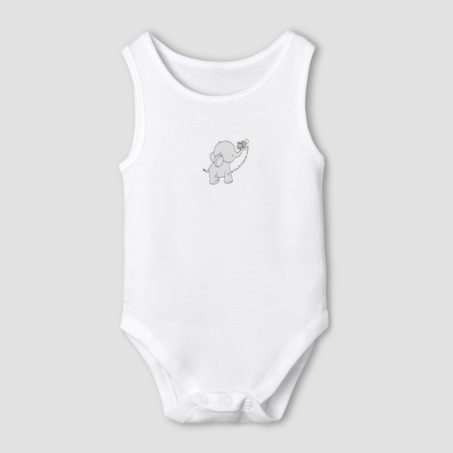 Set of 7 Juniors Round Neck Sleeveless Bodysuit with Elephant Print