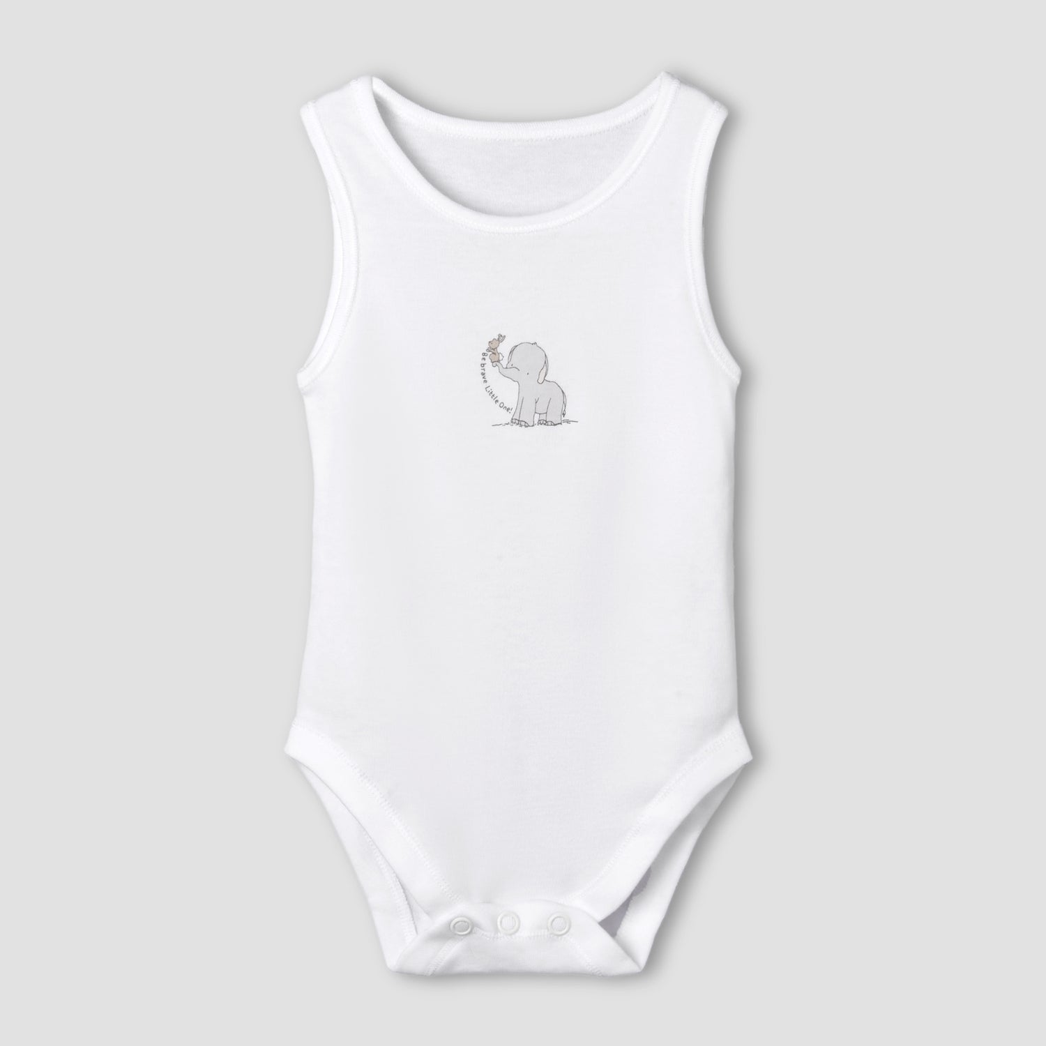 Set of 7 Juniors Round Neck Sleeveless Bodysuit with Elephant Print