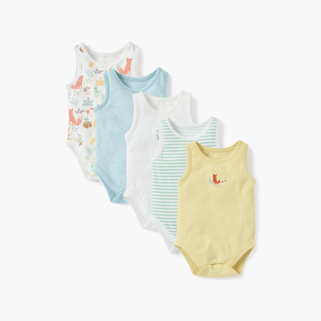 Juniors Assorted Sleeveless Bodysuit - Set of 5 - Multicolour / 12-18 mths