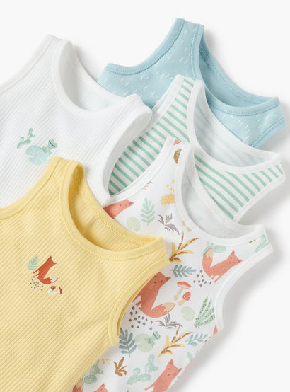 Juniors Assorted Sleeveless Bodysuit - Set of 5-baby-girls-clothing-bodysuits-image-7