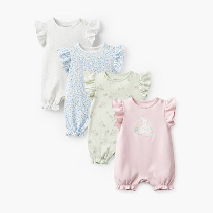 Pack of 4 Juniors Round Neck Short Sleeves Romper with Print - Multicolour / 12-18 mths