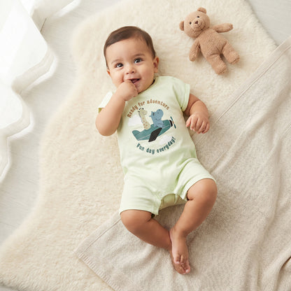 Pack of 4 Juniors Round Neck Short Sleeves Romper with Snap Button Closure