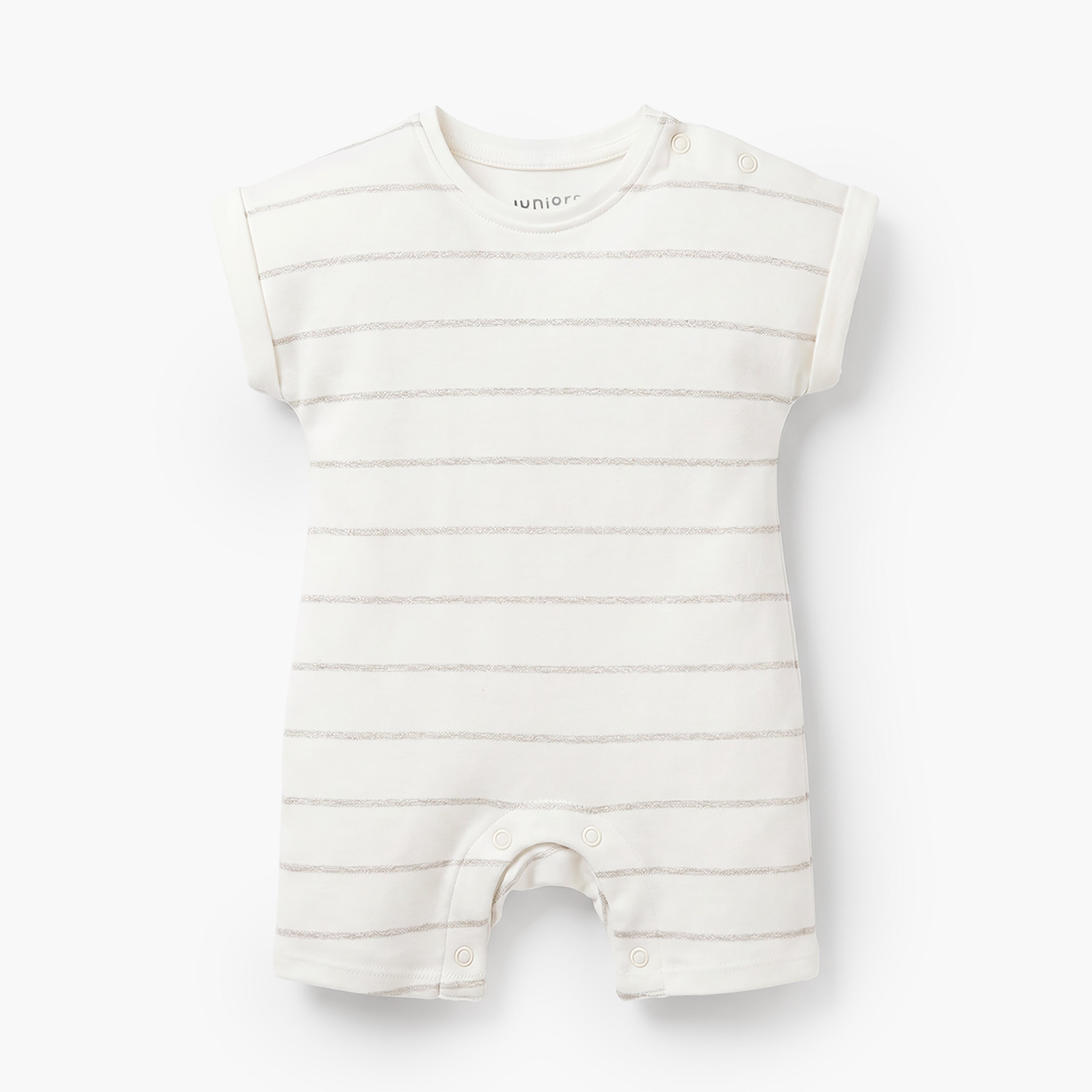Pack of 4 Juniors Crew Neck Short Sleeve Romper with Snap Button Closure