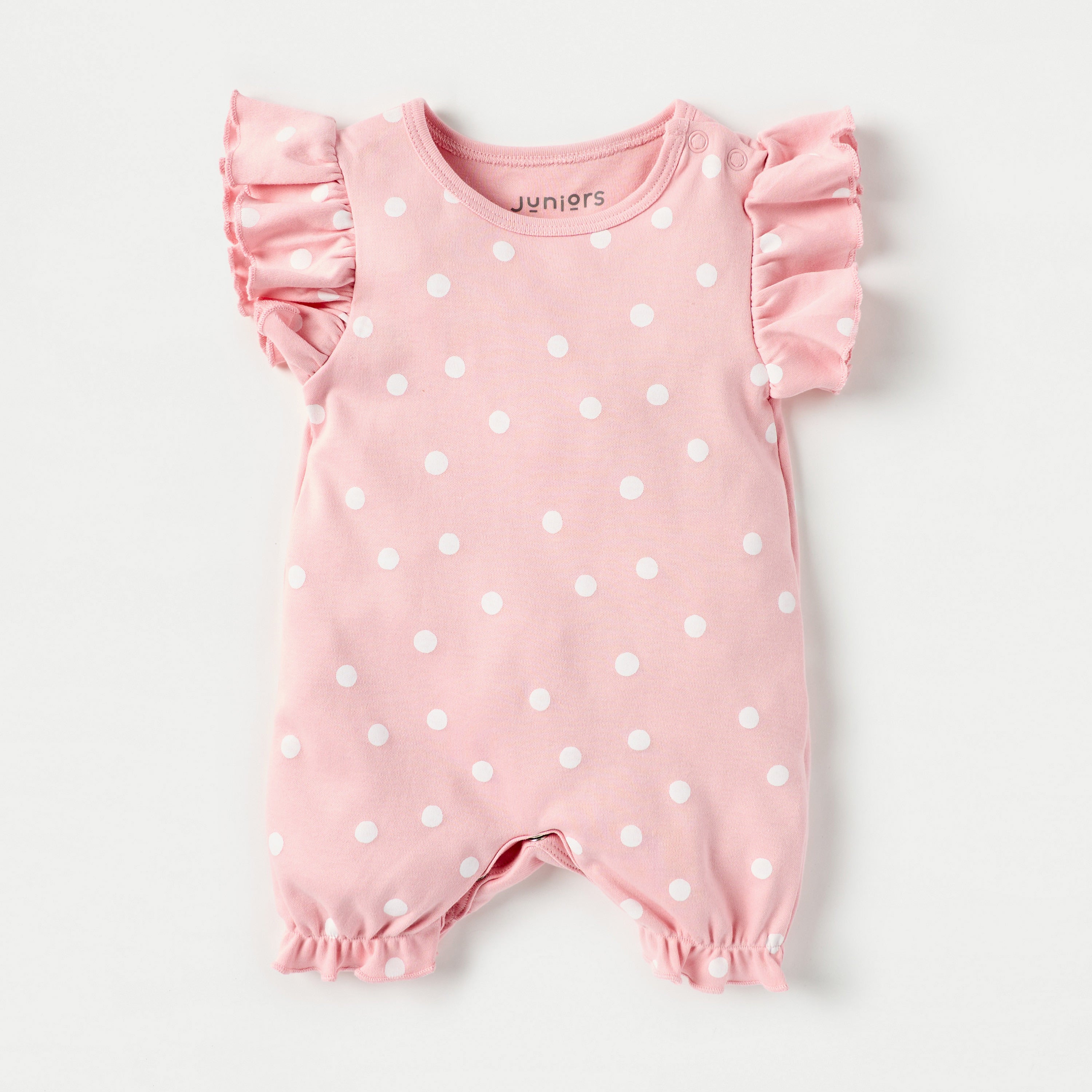 Juniors Polka Dot Print Romper with Button Closure - Set of 3