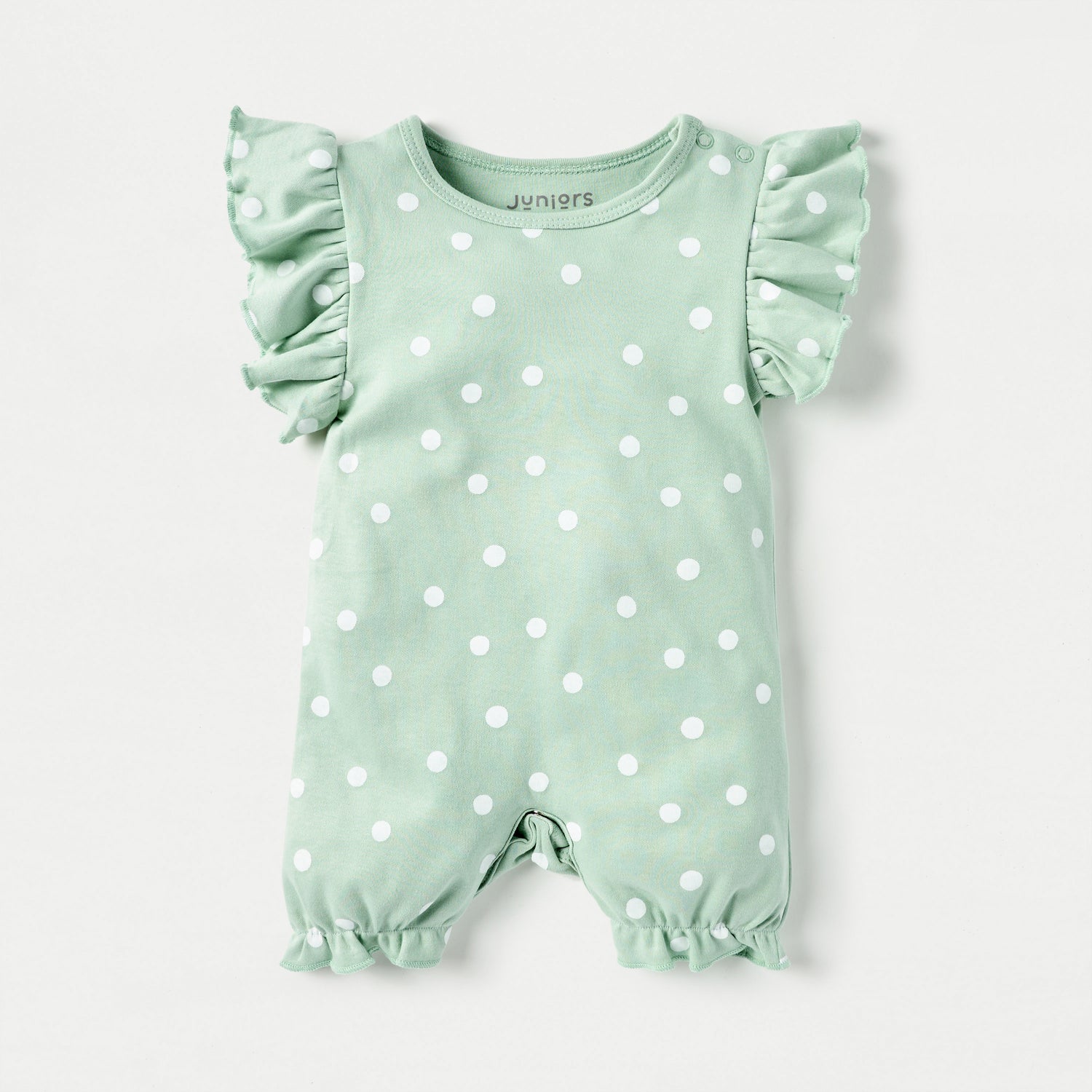 Juniors Polka Dot Print Romper with Button Closure - Set of 3