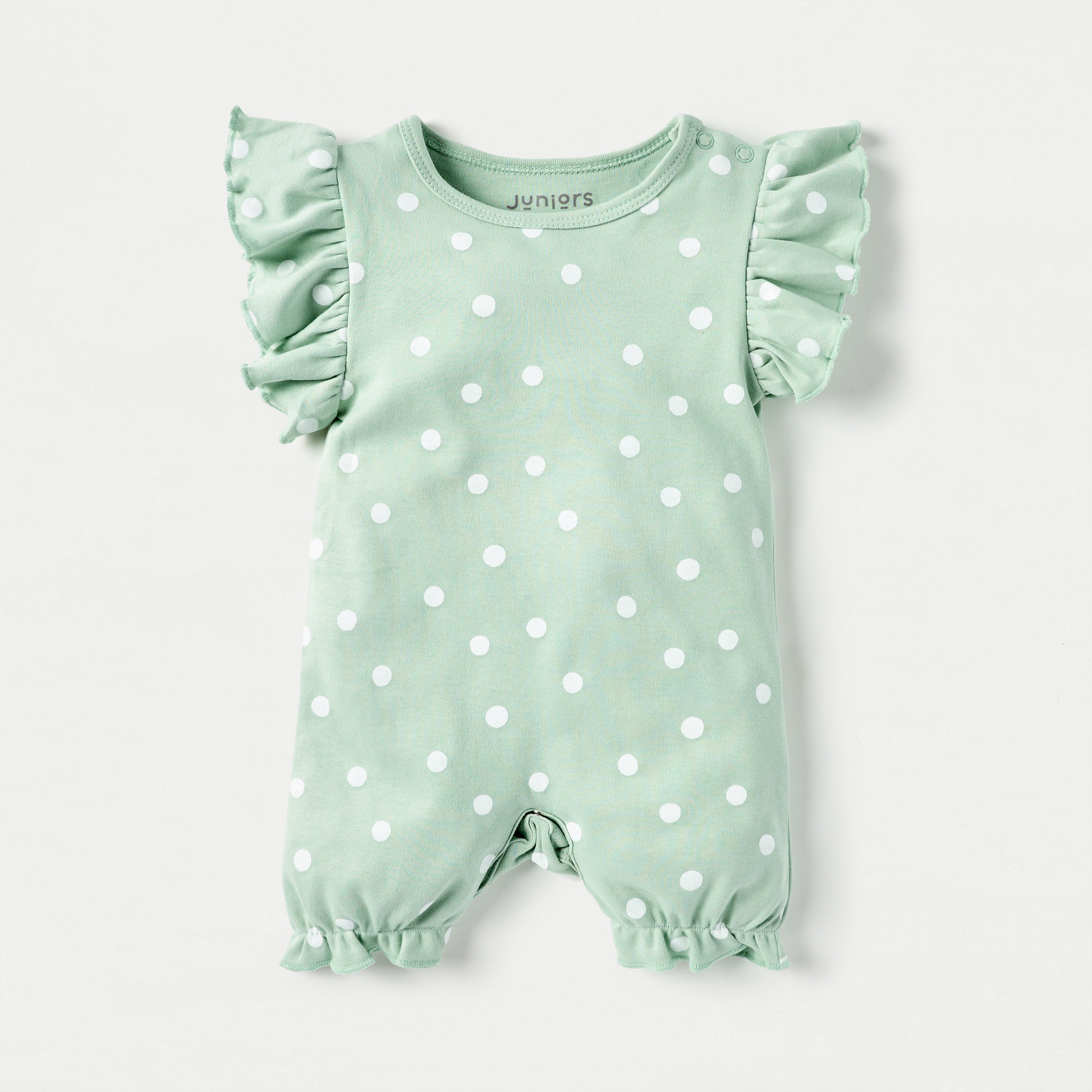 Juniors Polka Dot Print Romper with Button Closure - Set of 3