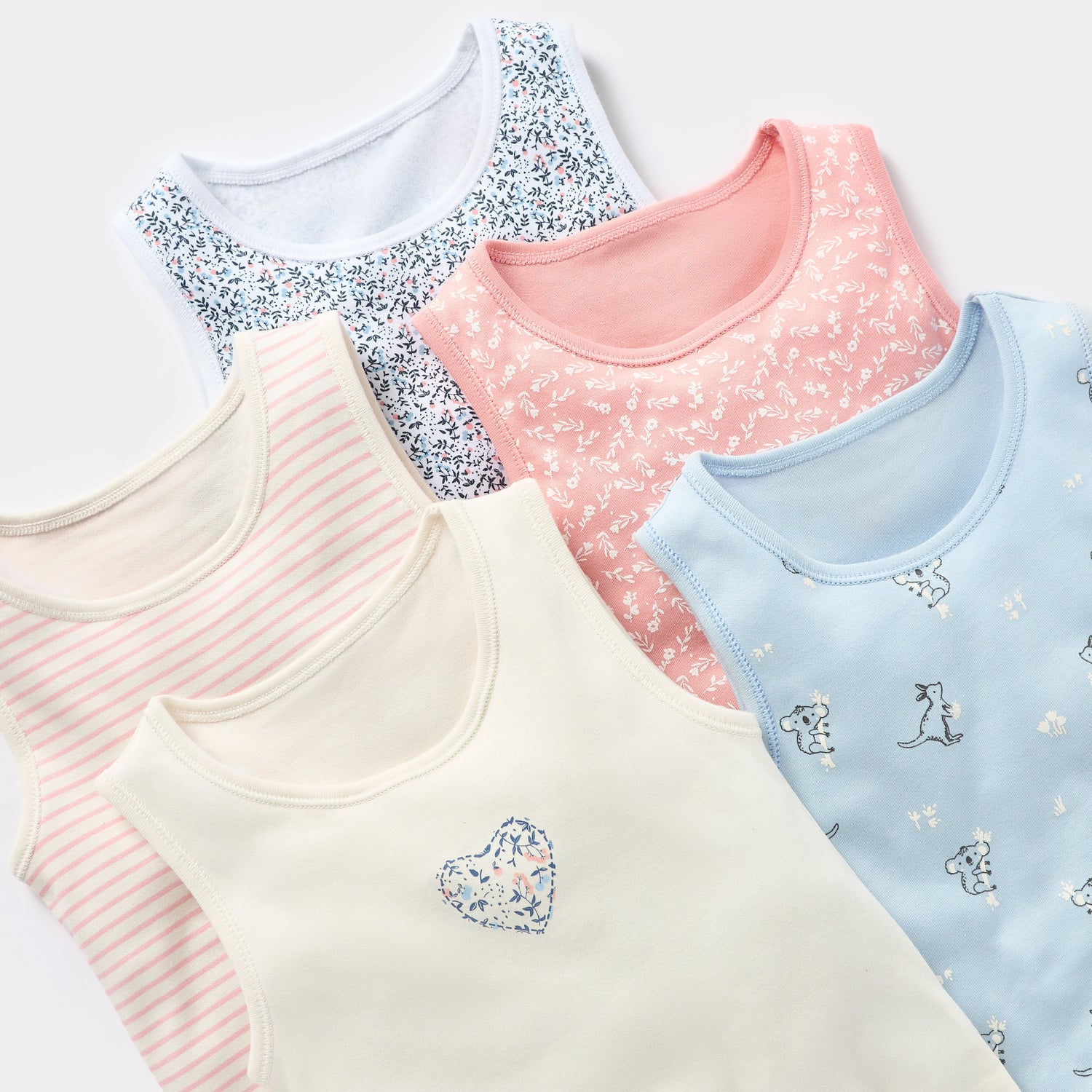 Juniors Printed Sleeveless Bodysuit with Button Closure - Set of 5