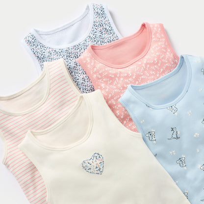 Juniors Printed Sleeveless Bodysuit with Button Closure - Set of 5