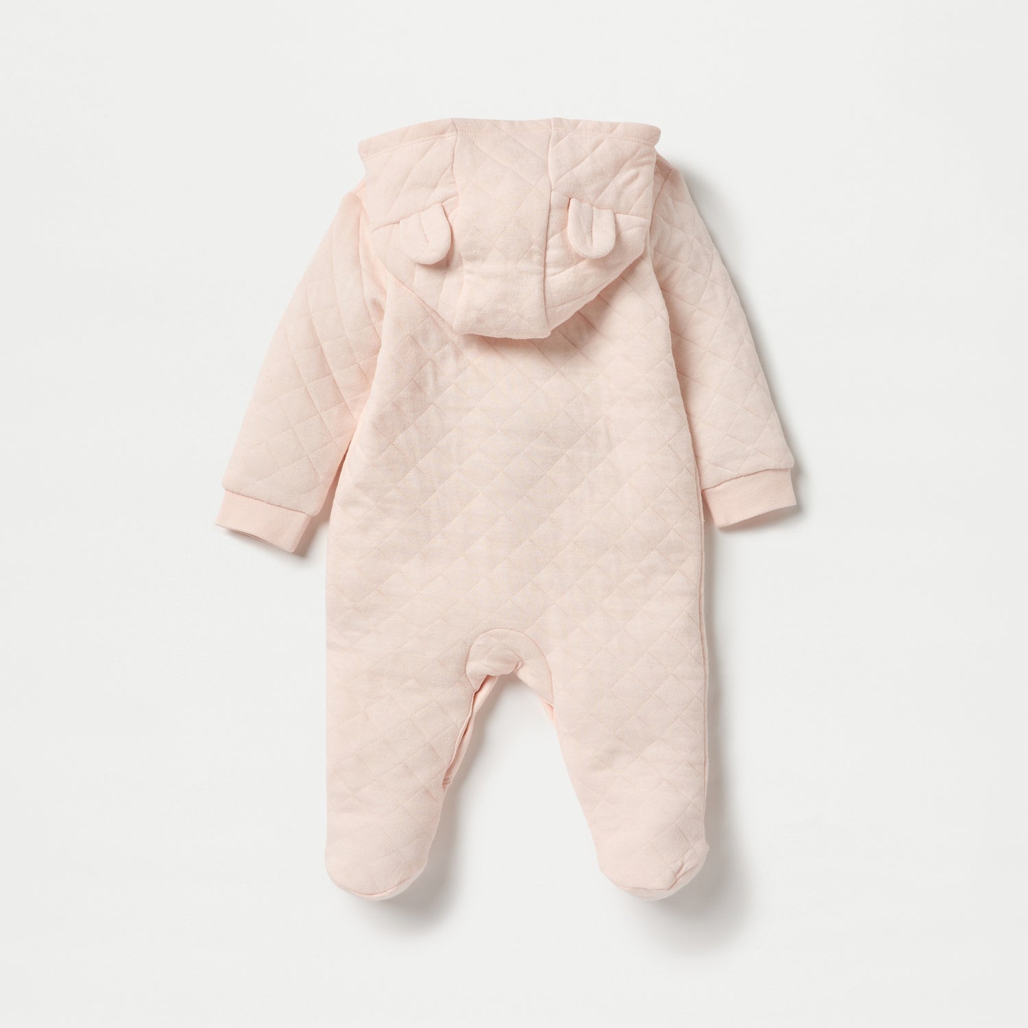 Juniors Quilted Ear Applique Closed Feet Hooded Sleepsuit with Button Closure