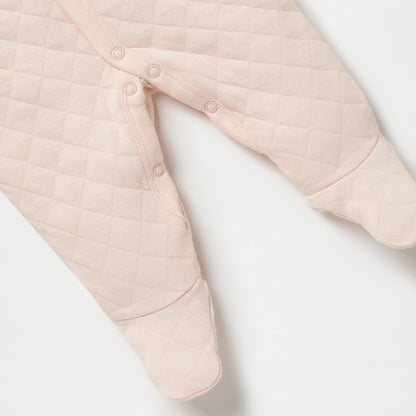Juniors Quilted Ear Applique Closed Feet Hooded Sleepsuit with Button Closure