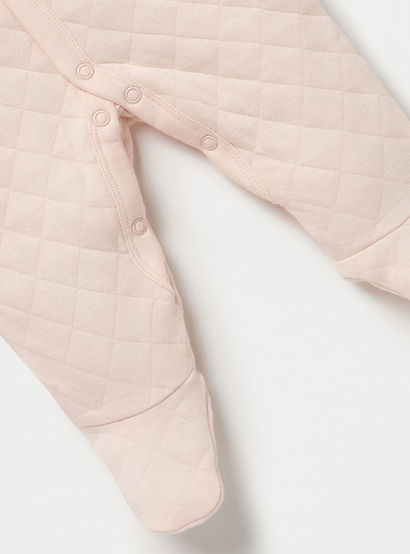 Juniors Quilted Ear Applique Closed Feet Hooded Sleepsuit with Button Closure-baby-girls-clothing-nightwear-sleepsuits-image-4