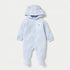 Juniors Quilted Hooded Sleepsuit with Long Sleeves and Button Closure - Blue / 9-12 mths
