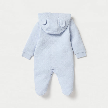 Juniors Quilted Hooded Sleepsuit with Long Sleeves and Button Closure