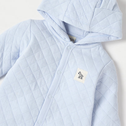 Juniors Quilted Hooded Sleepsuit with Long Sleeves and Button Closure