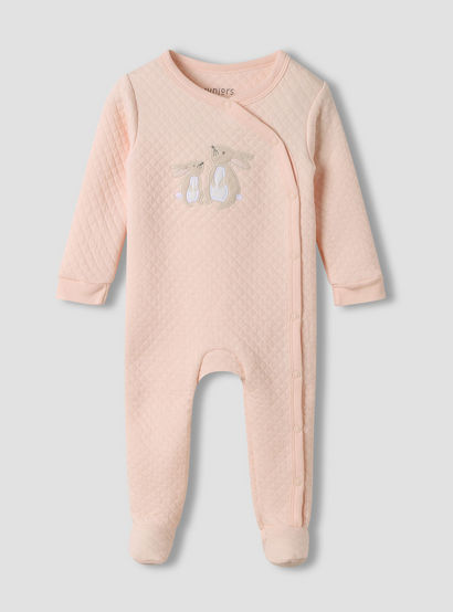 Juniors Round Neck Closed Foot Sleepsuit with Bunny Print - Cotton - Long Sleeves - Set of 2-baby-boys-clothing-nightwear-sleepsuits-image-2