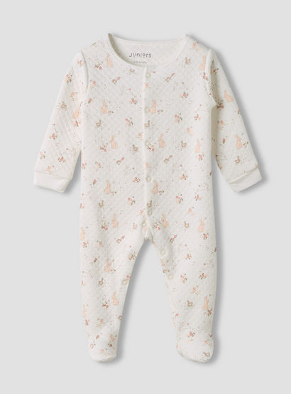 Juniors Round Neck Closed Foot Sleepsuit with Bunny Print - Cotton - Long Sleeves - Set of 2-baby-boys-clothing-nightwear-sleepsuits-image-3