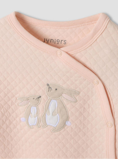 Juniors Round Neck Closed Foot Sleepsuit with Bunny Print - Cotton - Long Sleeves - Set of 2-baby-boys-clothing-nightwear-sleepsuits-image-4
