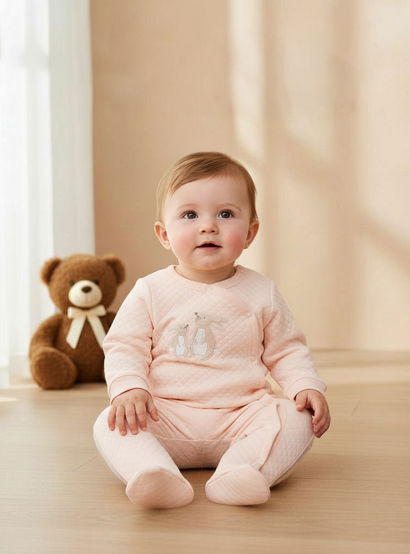 Juniors Round Neck Closed Foot Sleepsuit with Bunny Print - Cotton - Long Sleeves - Set of 2-baby-boys-clothing-nightwear-sleepsuits-image-6