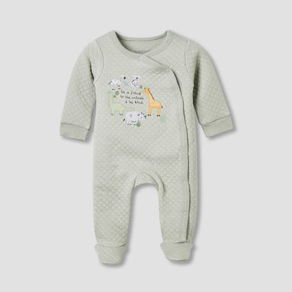 Juniors Round Neck Closed Foot Sleepsuit with Safari Print - Cotton - Long Sleeves - Set of 2