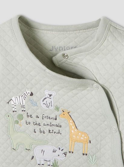 Juniors Round Neck Closed Foot Sleepsuit with Safari Print - Cotton - Long Sleeves - Set of 2-baby-boys-clothing-nightwear-sleepsuits-image-4
