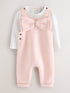 Baker by Ted Baker Pink Jacquard Bow Dungarees & T-Shirt Set - Pink Jacquard Bow Dungarees & / Up To 3 Months (50 - 62cm)