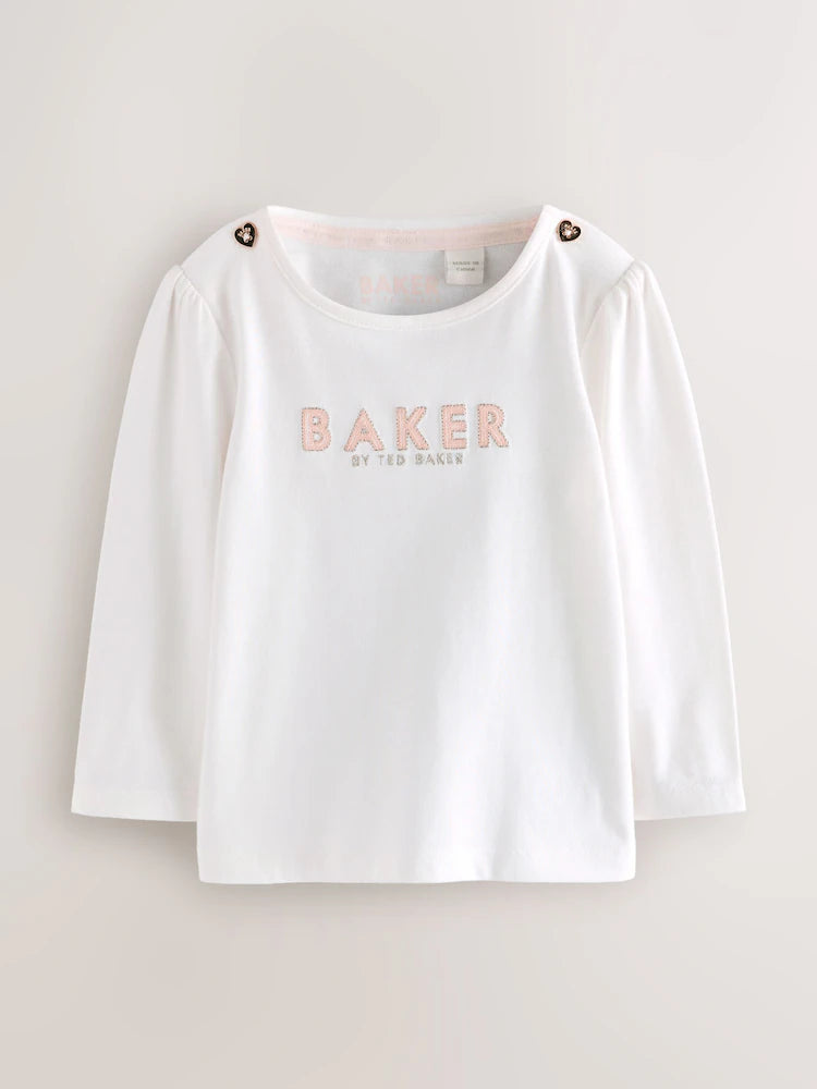 Baker by Ted Baker Pink Jacquard Bow Dungarees &amp; T-Shirt Set