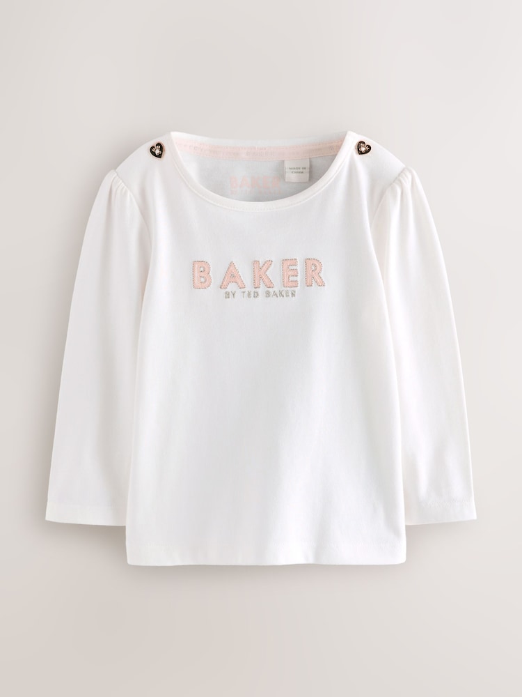 Baker by Ted Baker Pink Jacquard Bow Dungarees &amp; T-Shirt Set