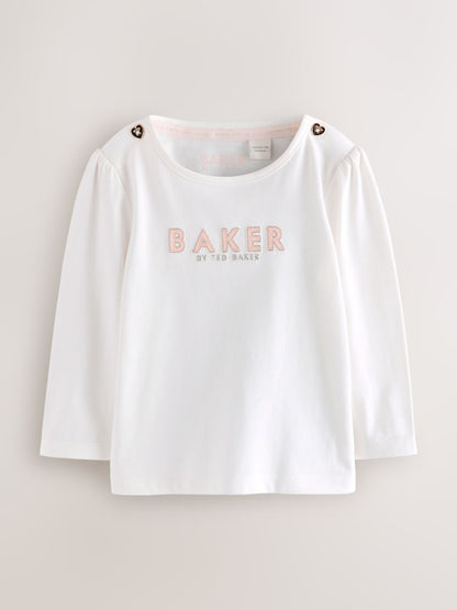 Baker by Ted Baker Pink Jacquard Bow Dungarees &amp; T-Shirt Set