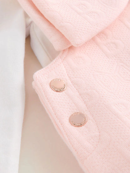 Baker by Ted Baker Pink Jacquard Bow Dungarees &amp; T-Shirt Set