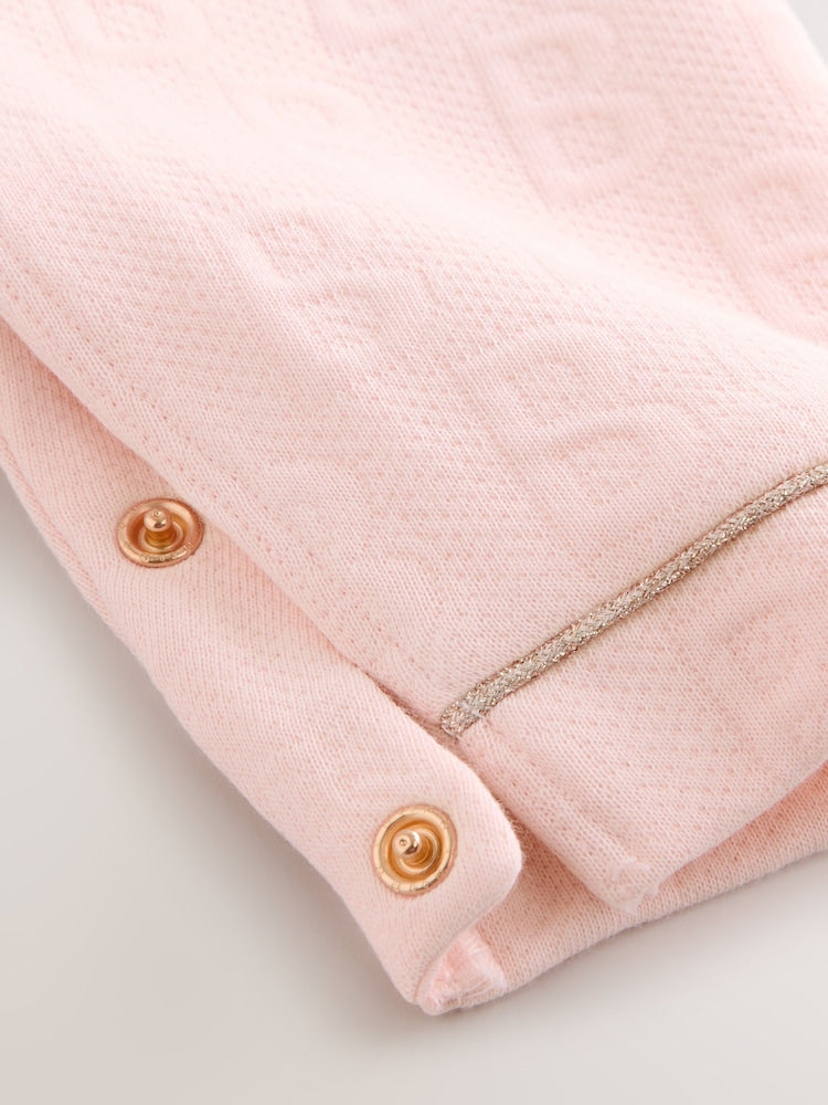 Baker by Ted Baker Pink Jacquard Bow Dungarees &amp; T-Shirt Set