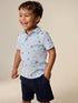 Blue All Over Printed London Short Sleeve Polo Shirt and Shorts Set (3mths-7yrs)