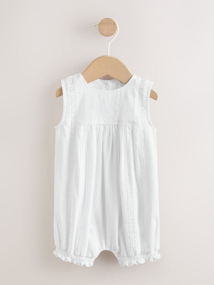 White Lace Woven Baby Romper (0mths-2yrs) - 12-18 Months (80-86cm)