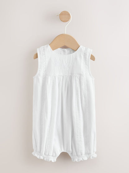 White Lace Woven Baby Romper (0mths-2yrs) - 12-18 Months (80-86cm)