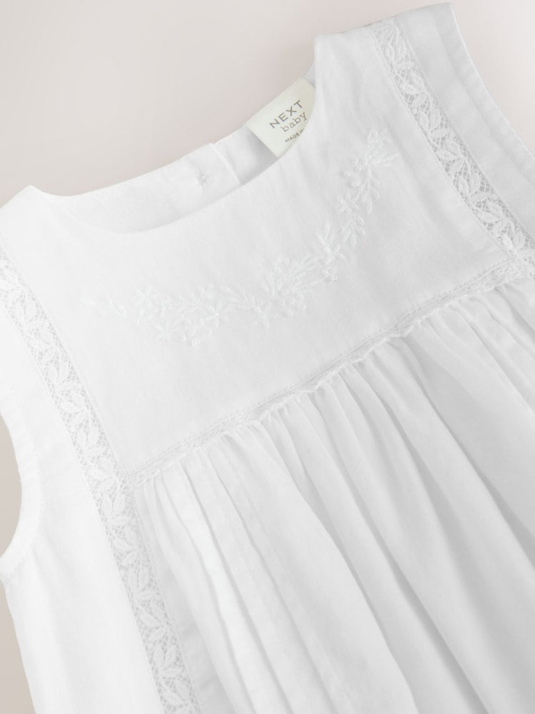White Lace Woven Baby Romper (0mths-2yrs)