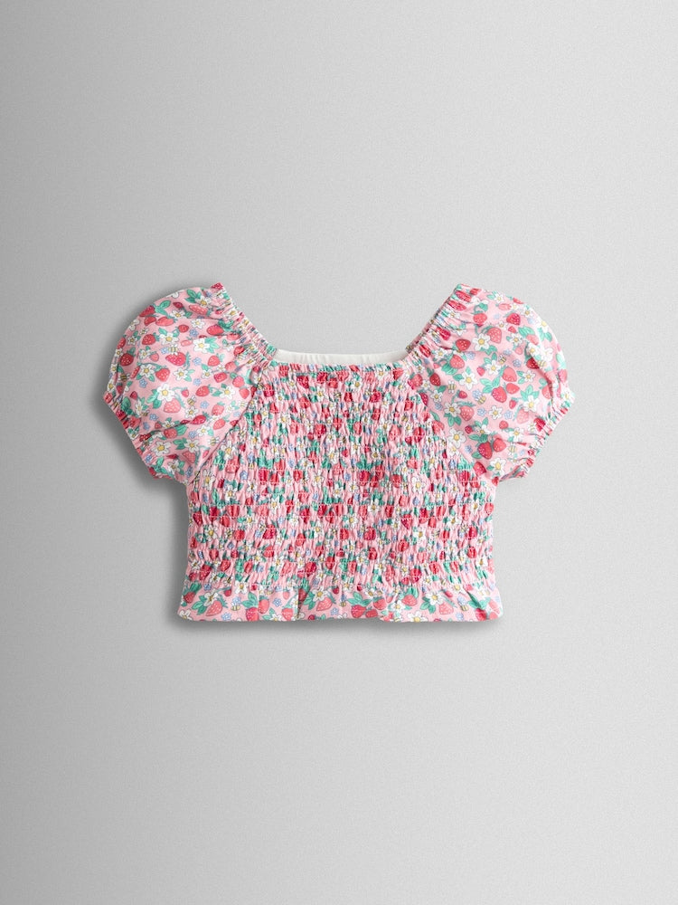JoJo Maman Bébé Pink Smocked Cap Sleeve Top &amp; Skort Set