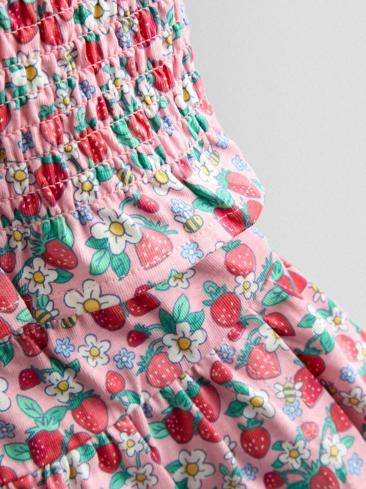 JoJo Maman Bébé Pink Smocked Cap Sleeve Top &amp; Skort Set